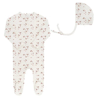 Floral Leaf Footie & Bonnet