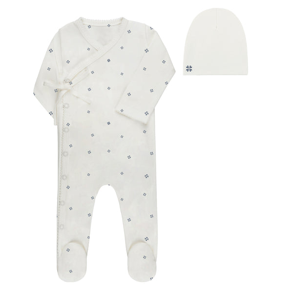 Clover Print Footie & Beanie