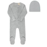 Velour Embroidered Floral Collection - Footie & Hat