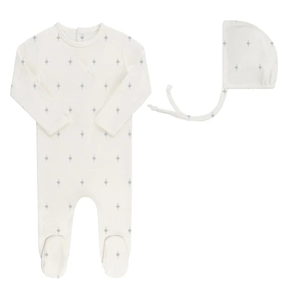 Rosebud/Diamond Footie & Bonnet