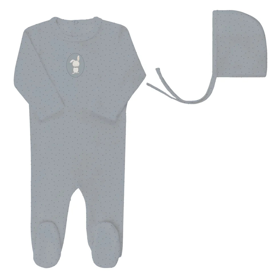 Bunny Pin Dot Footie & Hat