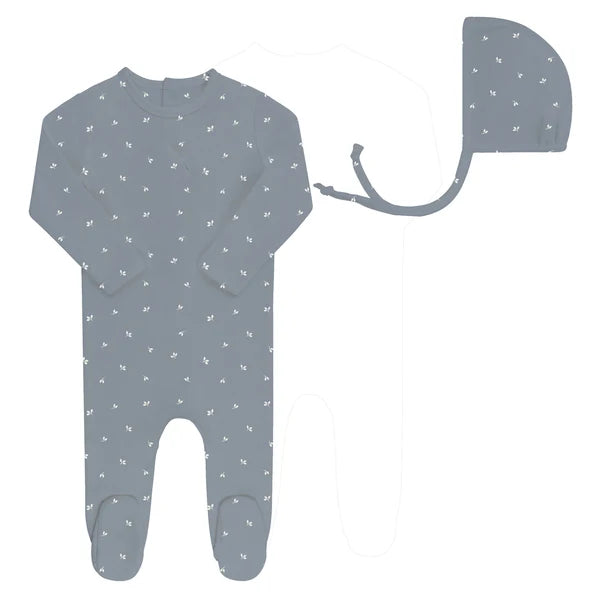 Floral Leaf Footie & Bonnet