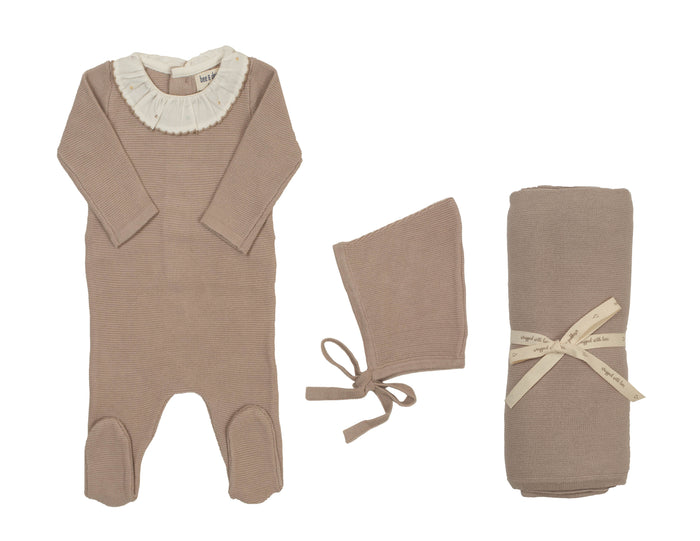 Knit Embroidered Dot Accent Layette Set