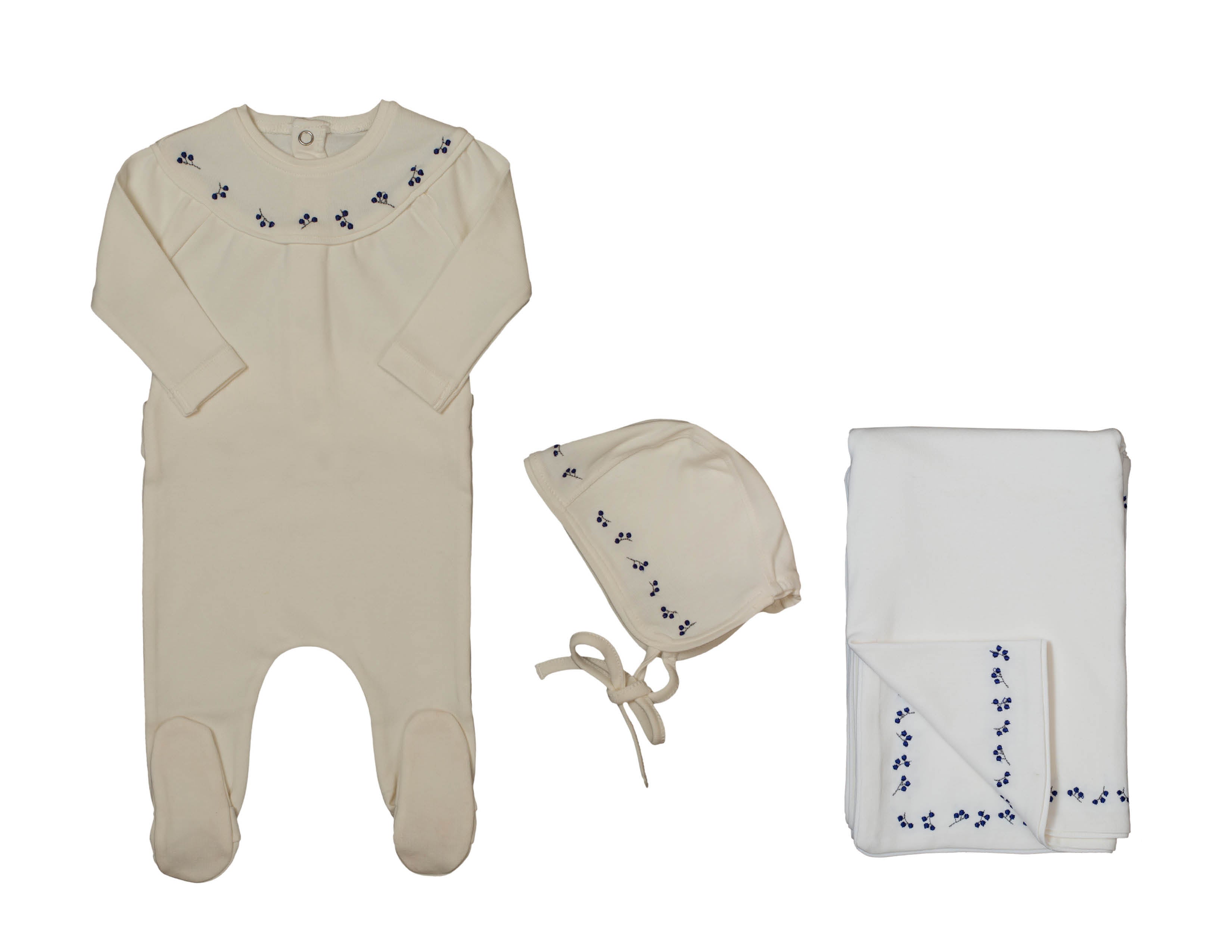 Embroidered Gather Layette Set