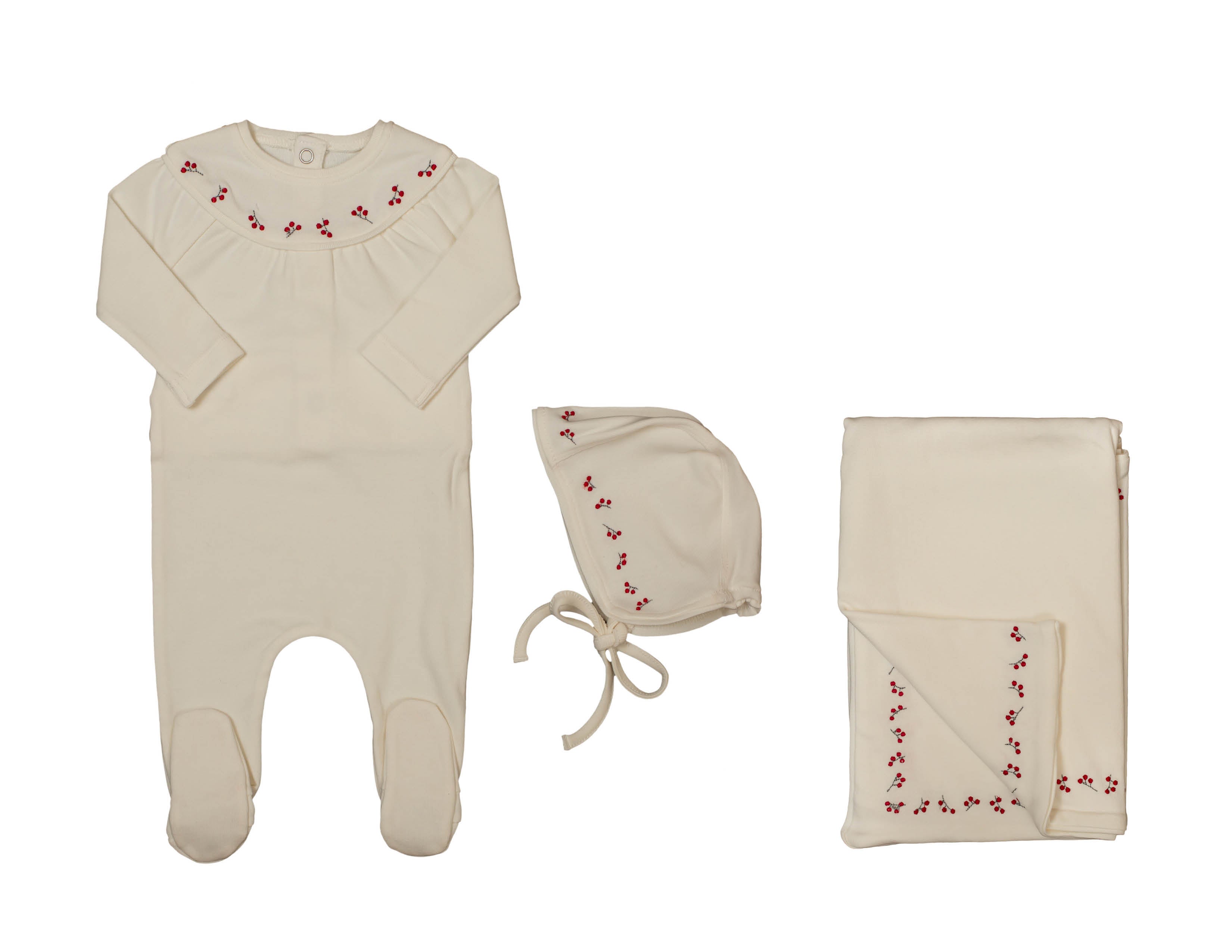 Embroidered Gather Layette Set