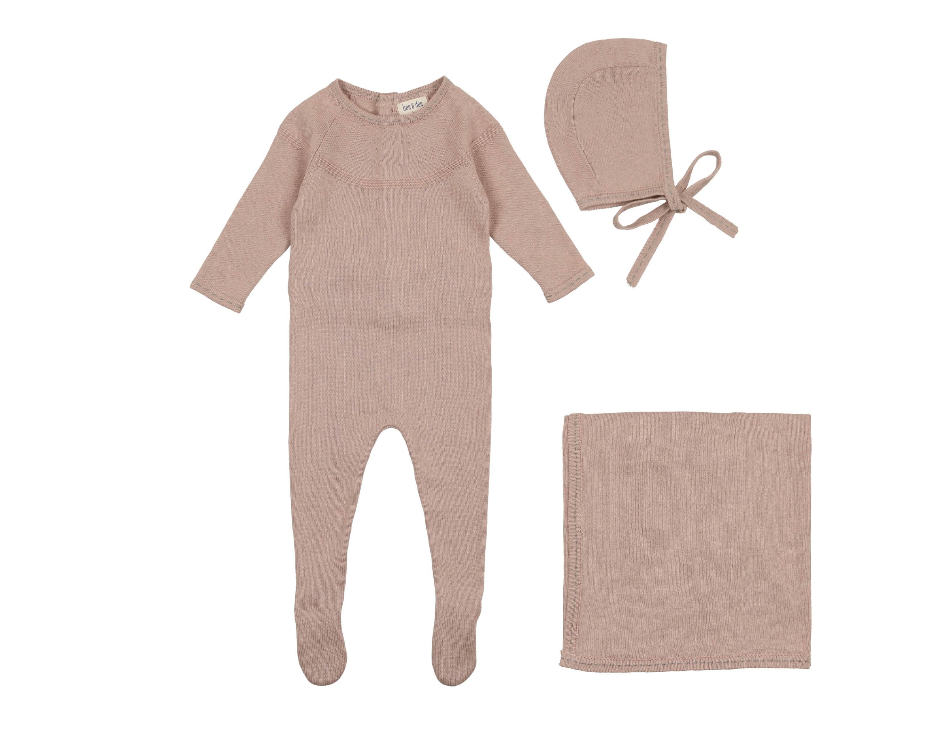 Contrast Stitch Knit Layette Set