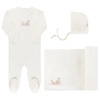 Velour Embroidered Flowers/Balloon Layette Set