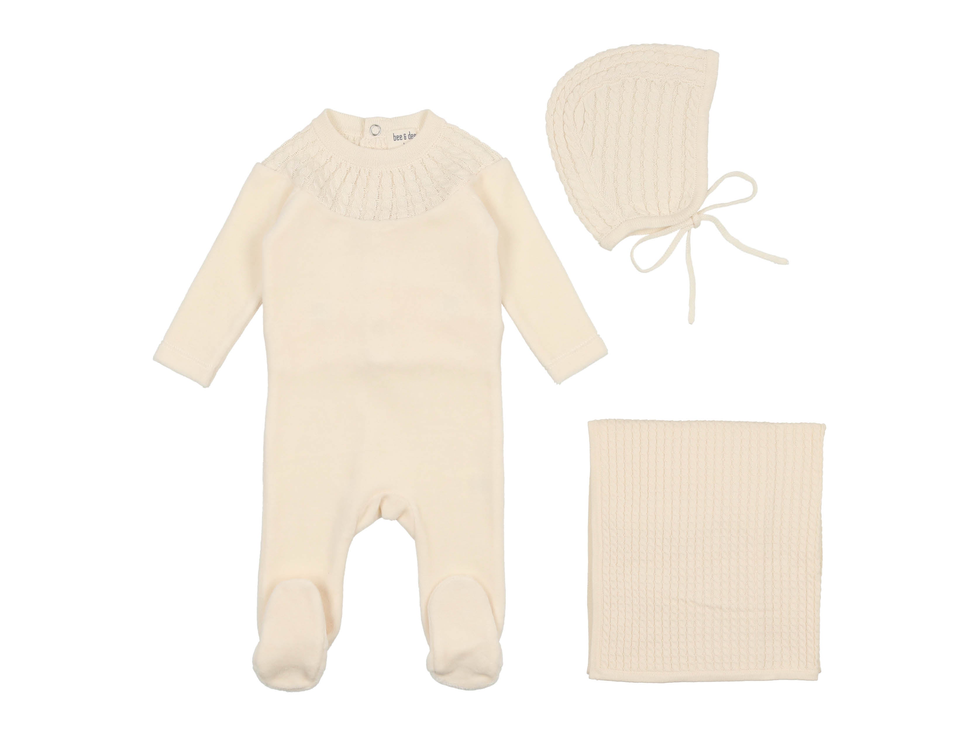 Knit Collar Velour Layette Set