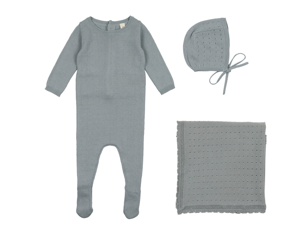 Dotted Open Knit Layette Set