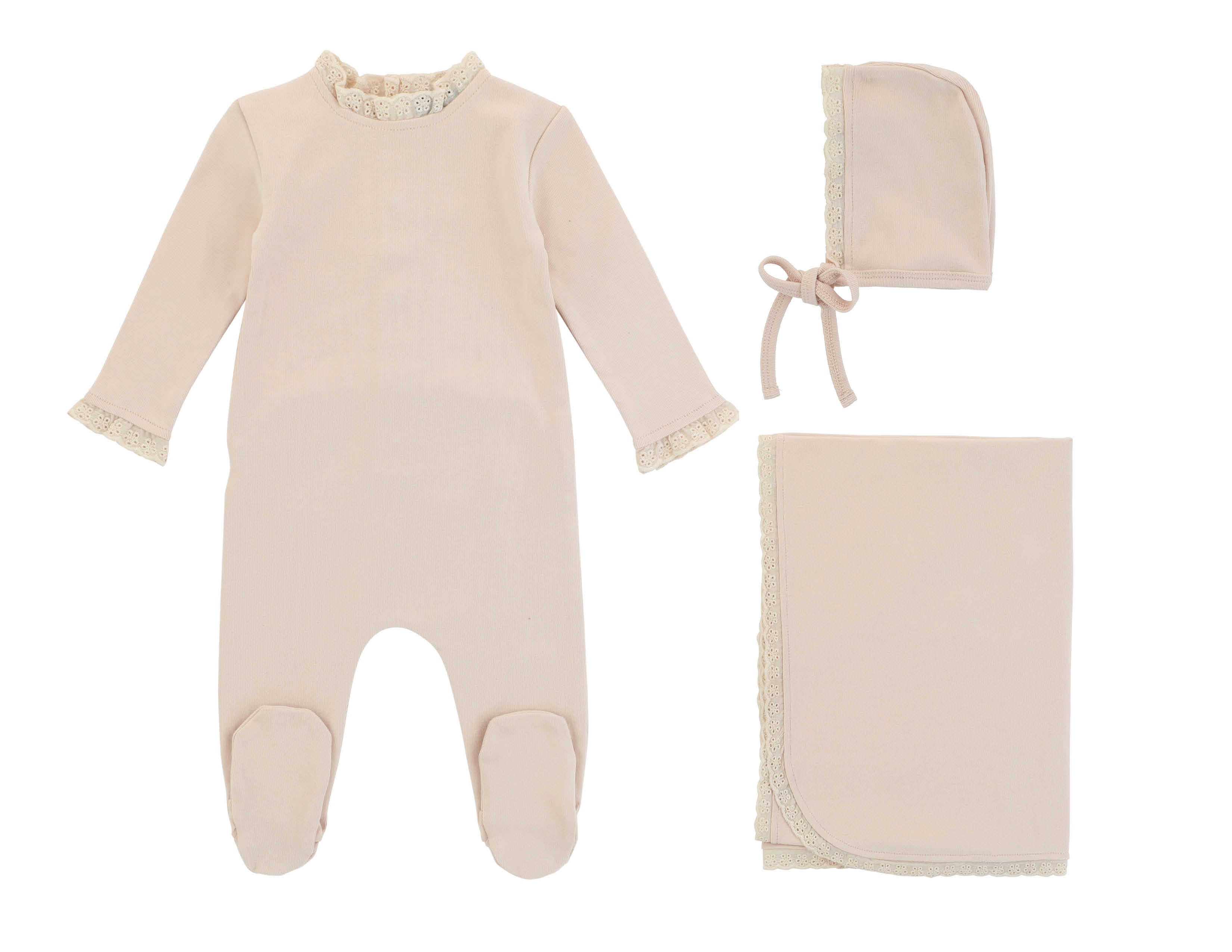 Eyelet Trim Layette Set