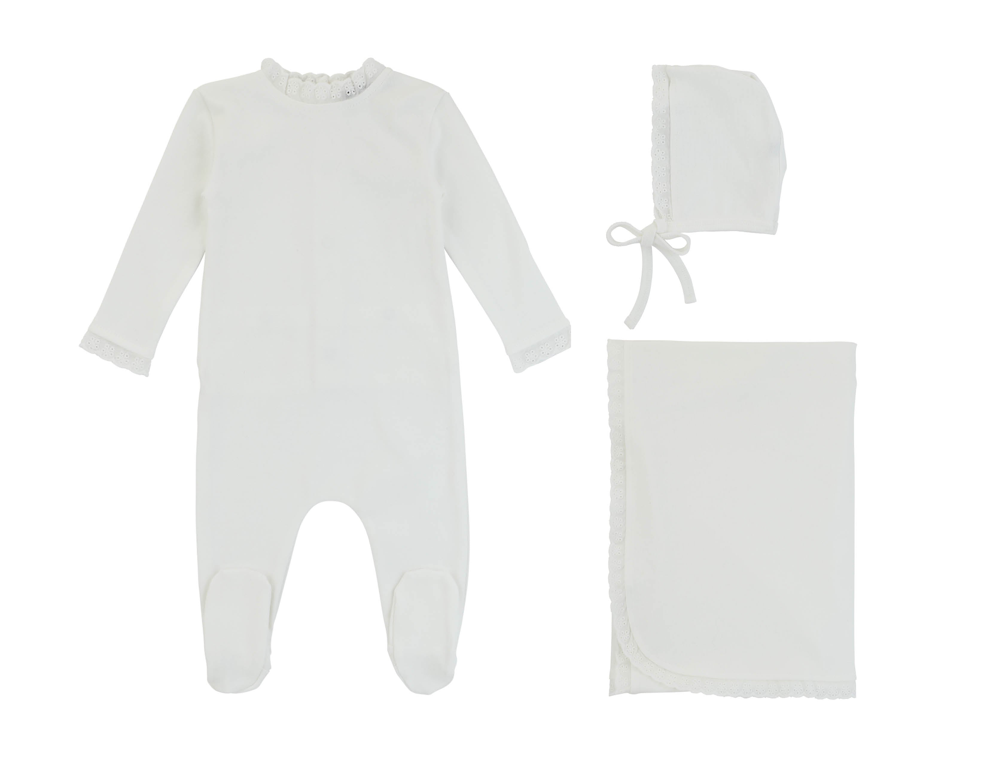 Eyelet Trim Layette Set