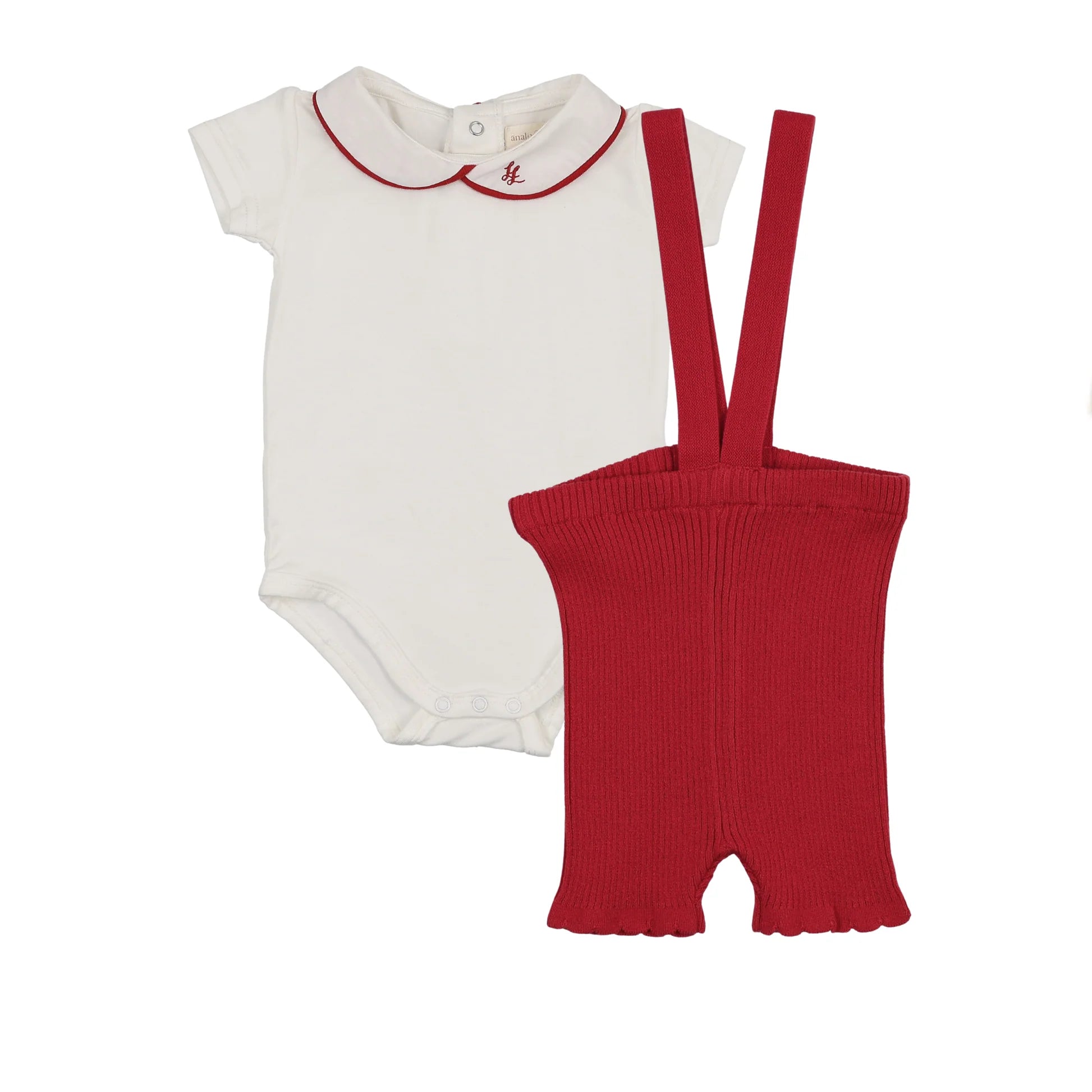 Scalloped  Suspender Shorts With Peter Pan Onesie