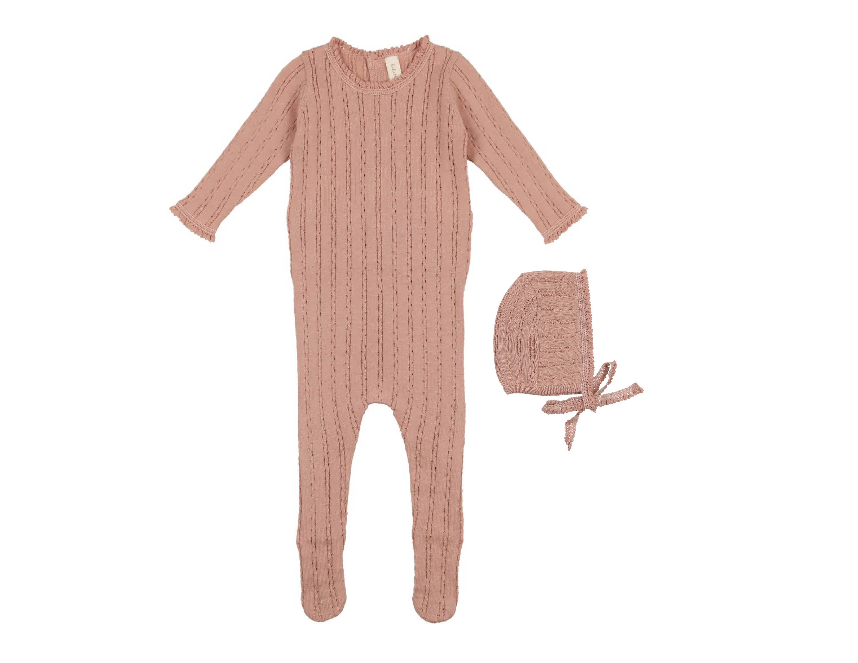 Pointelle Knit Footie & Hat