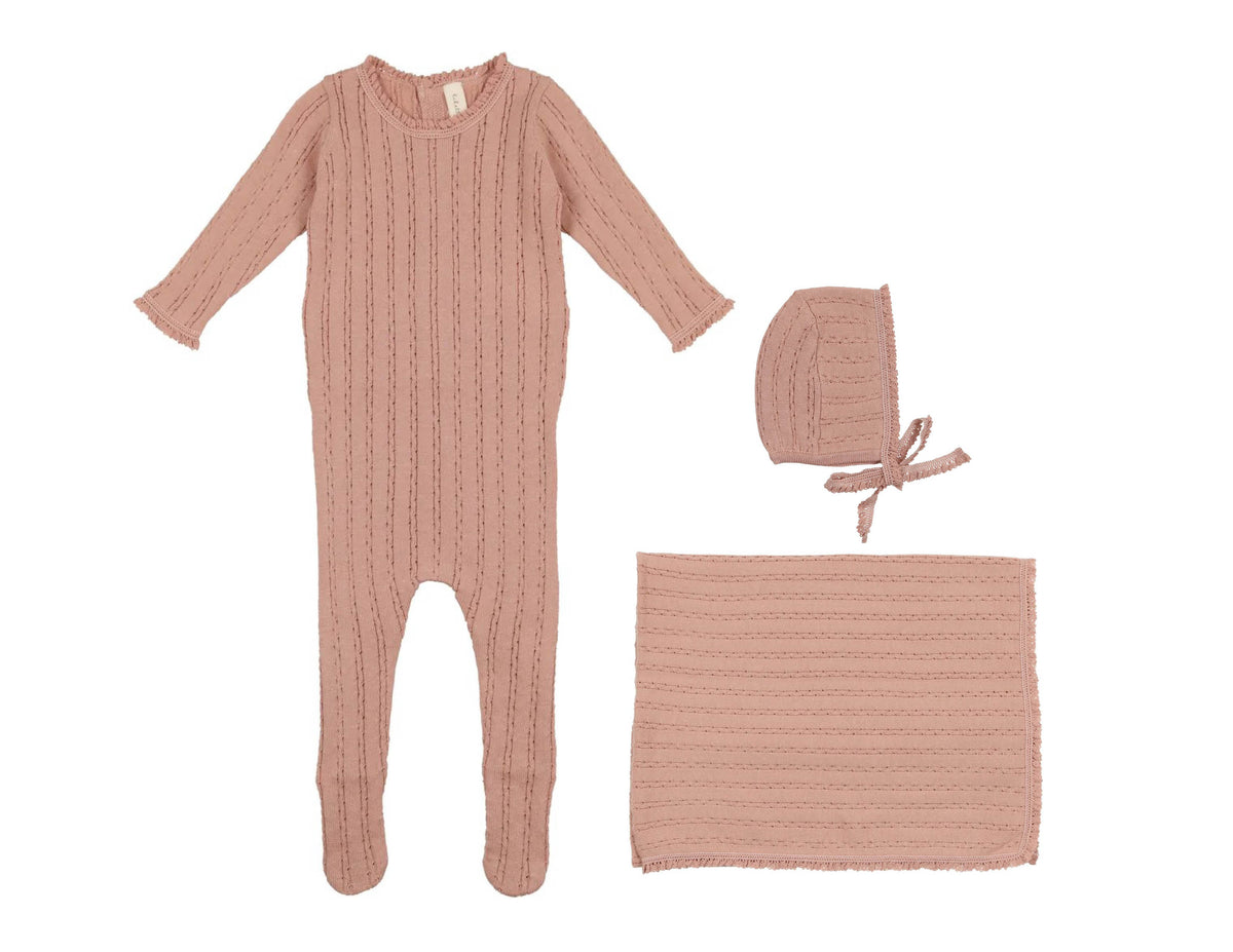 Pointelle knit Layette Set