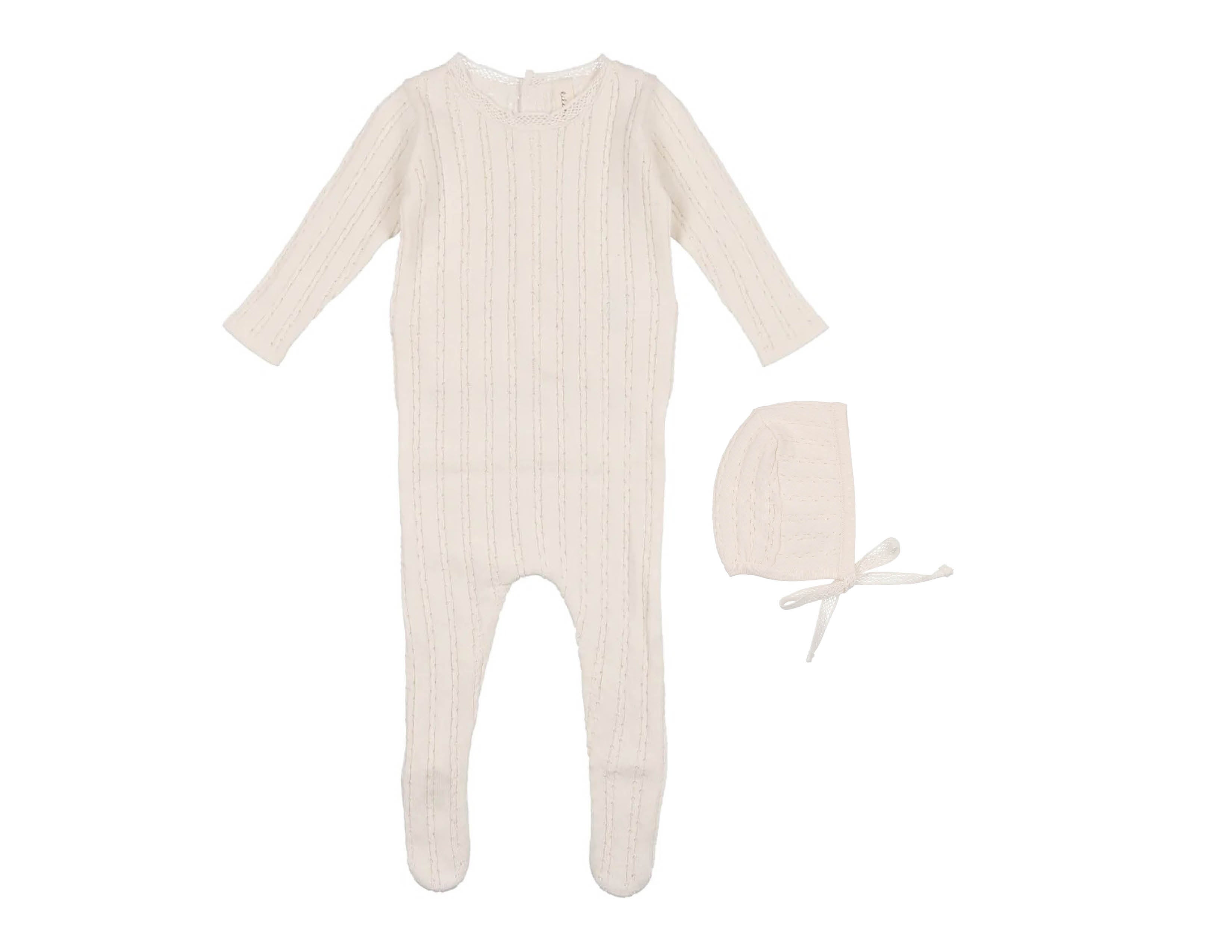 Pointelle Knit Footie & Hat