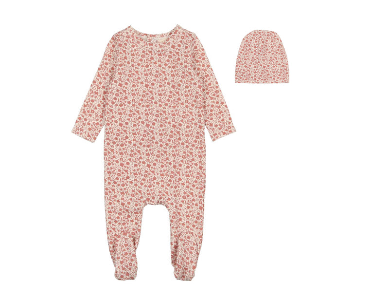 Rosewood Floral Footie & Hat