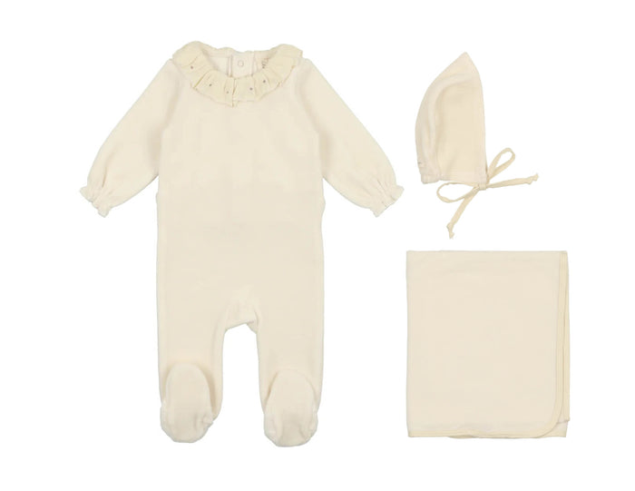 Velour Ruffle Layette Set