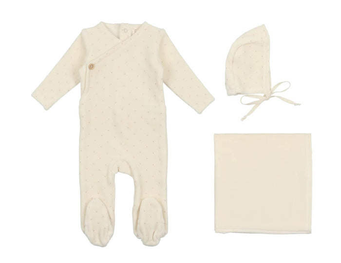 Velour Button Wrap Layette Set