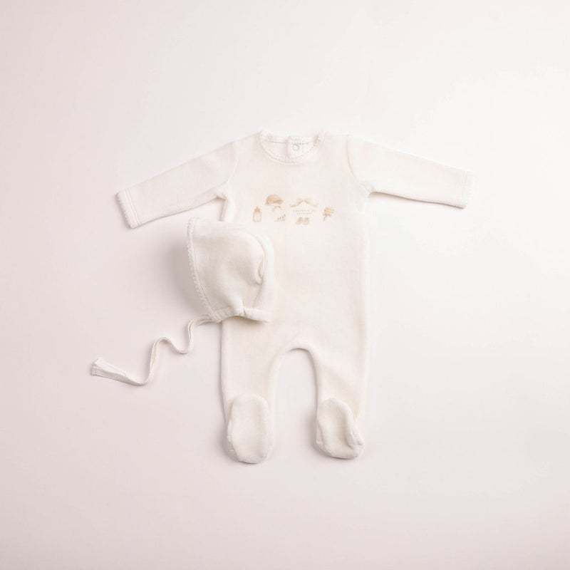 All Things Baby Velour Footie & Beanie
