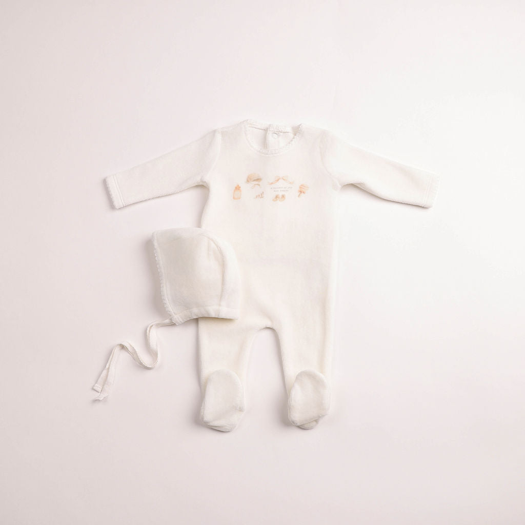 All Things Baby Velour Footie & Beanie