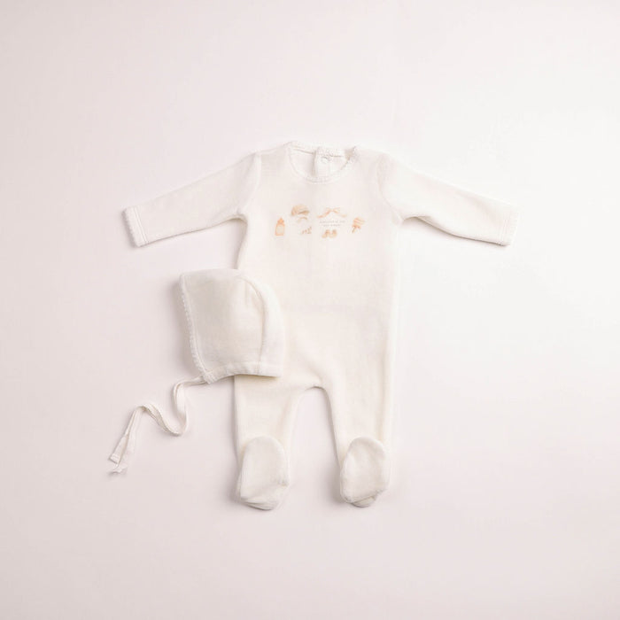 All Things Baby Velour Footie & Beanie