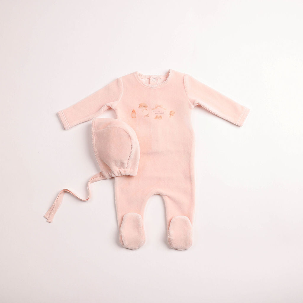 All Things Baby Velour Footie & Beanie