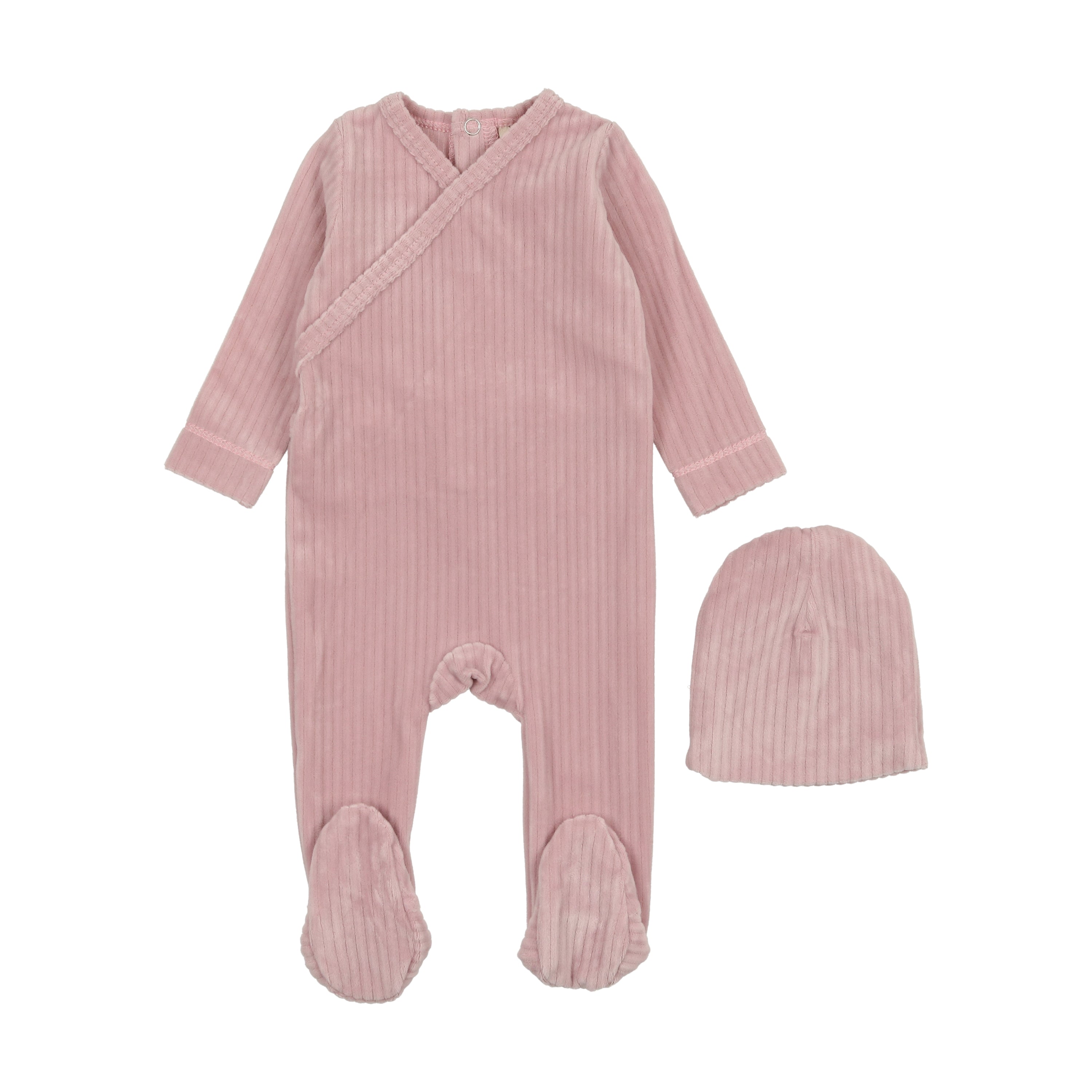 Velour Ribbed Wrap Footie & Hat