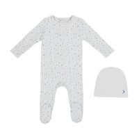 Butterfly/Birds Over Print Footie & Hat