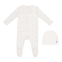 Butterfly/Birds Over Print Footie & Hat