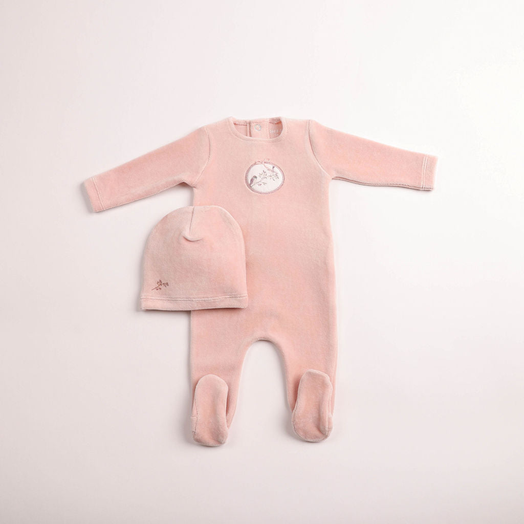 Birdie Branch Velour Footie & Beanie