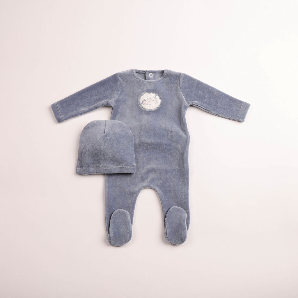 Birdie Branch Velour Footie & Beanie