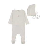 Bird Pointelle Footie & Bonnet