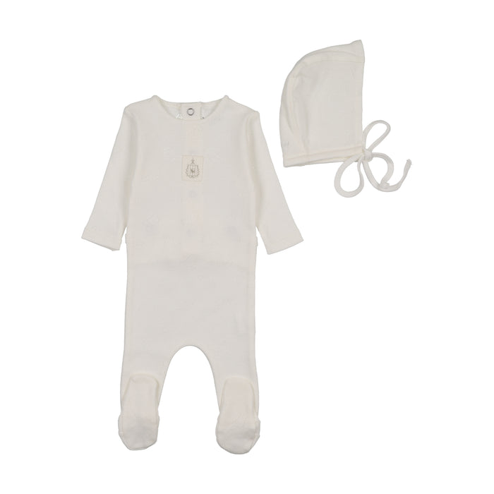 Bird Pointelle Footie & Bonnet