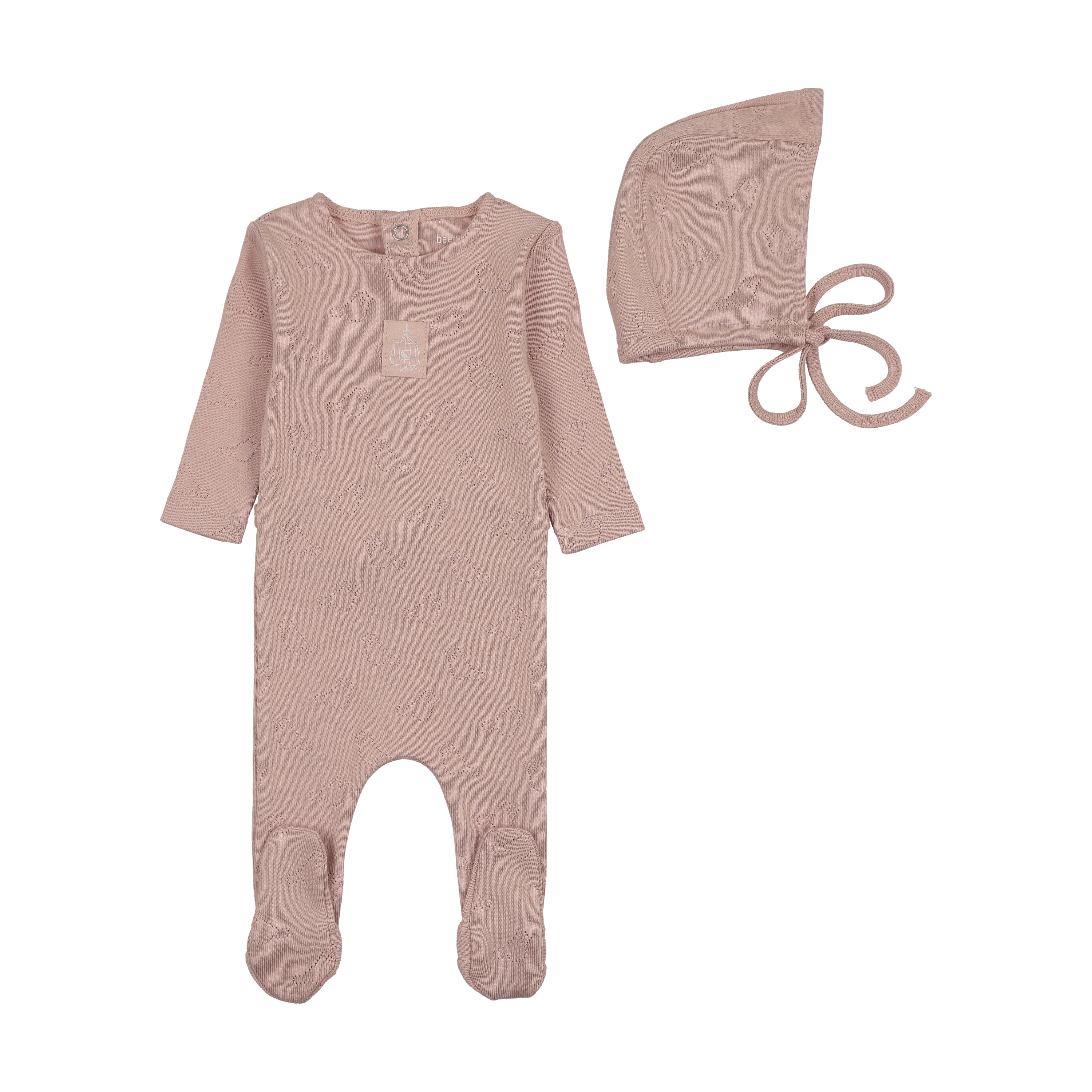 Bird Pointelle Footie & Bonnet