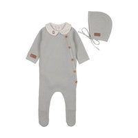 Leather Knit Footie & Bonnet