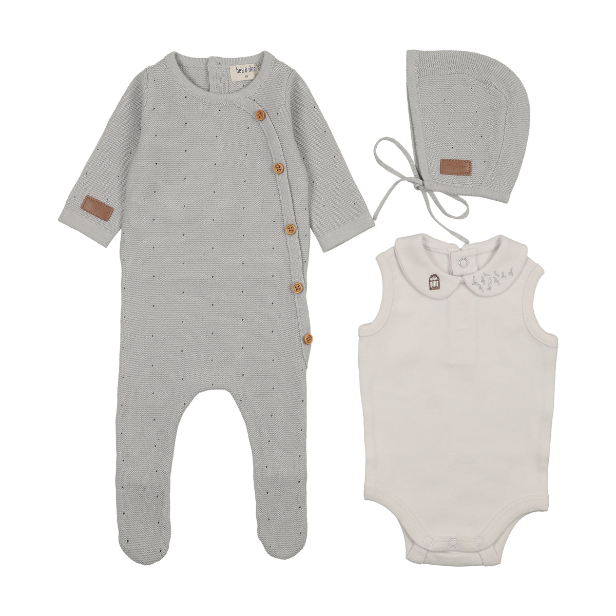 Leather Knit Footie & Bonnet