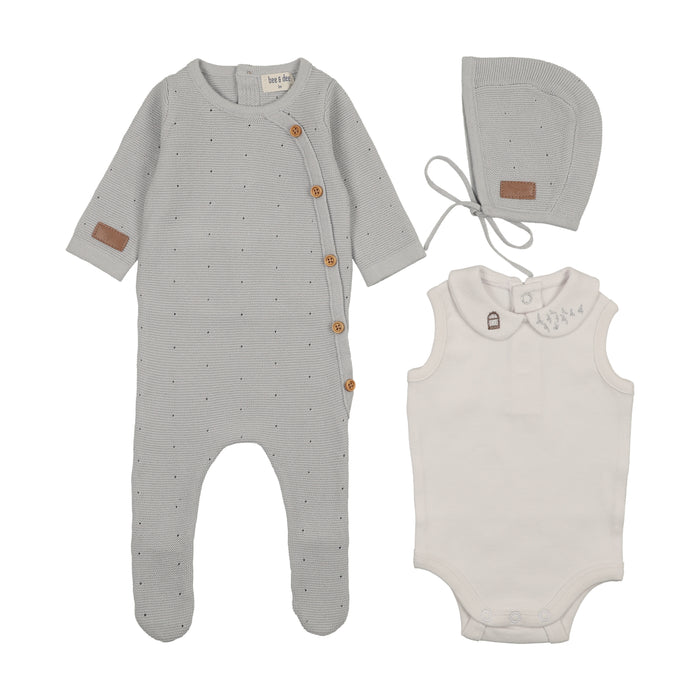 Leather Knit Footie & Bonnet