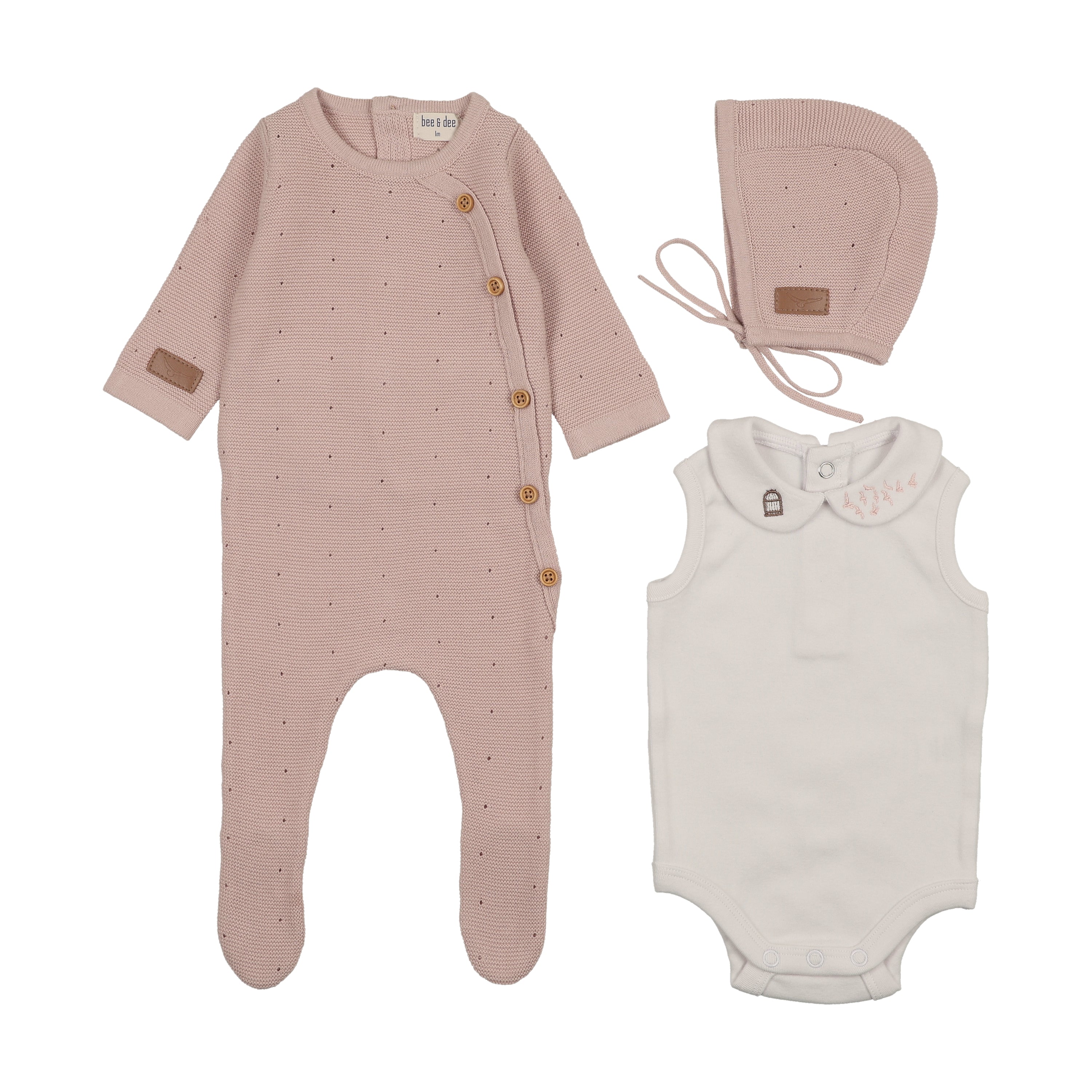 Leather Knit Footie & Bonnet