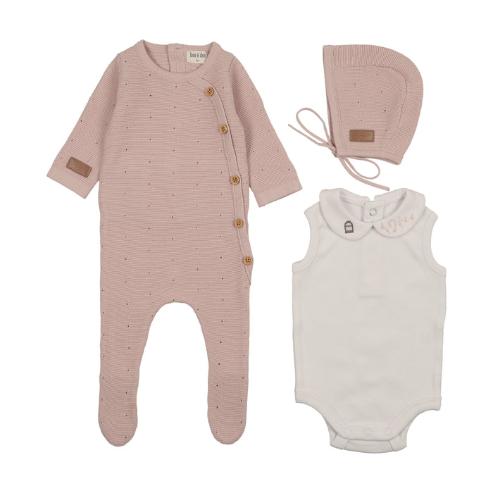 Leather Knit Footie & Bonnet