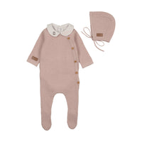 Leather Knit Footie & Bonnet