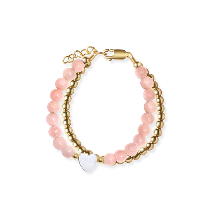 Double Stranded Beaded With White Heart Bracelet