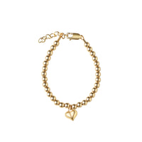Gold Stranded Bracelet With Hanging Heart