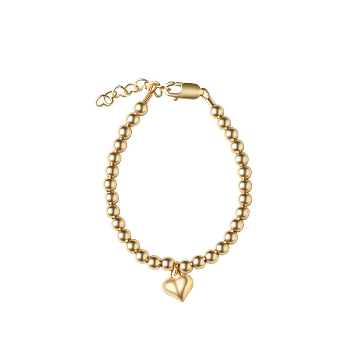 Gold Stranded Bracelet With Hanging Heart