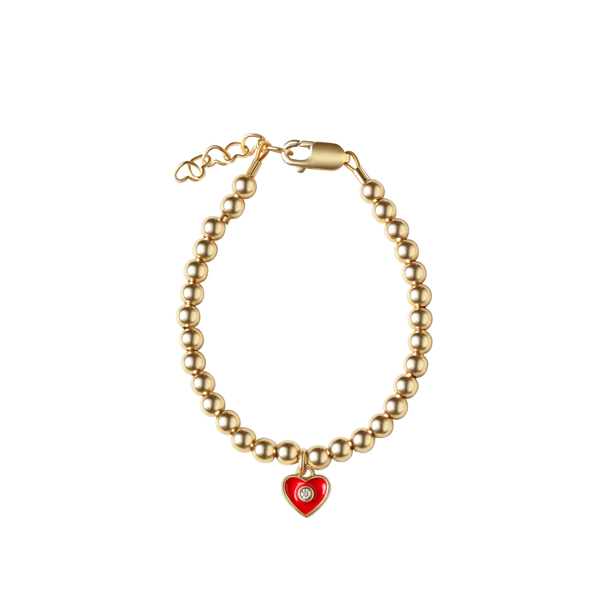 Gold Stranded Bracelet With Hanging Heart