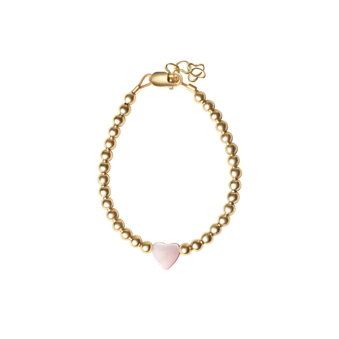 Gold Strand With Pink Heart Bracelet