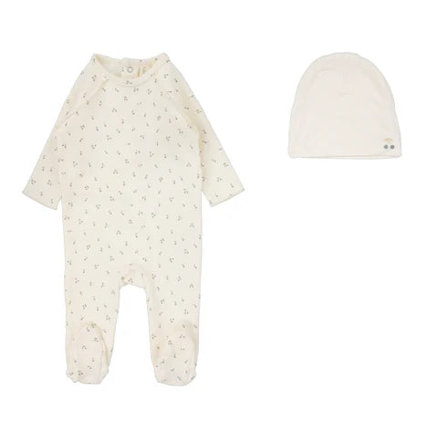 Cherry Print Footie & Hat