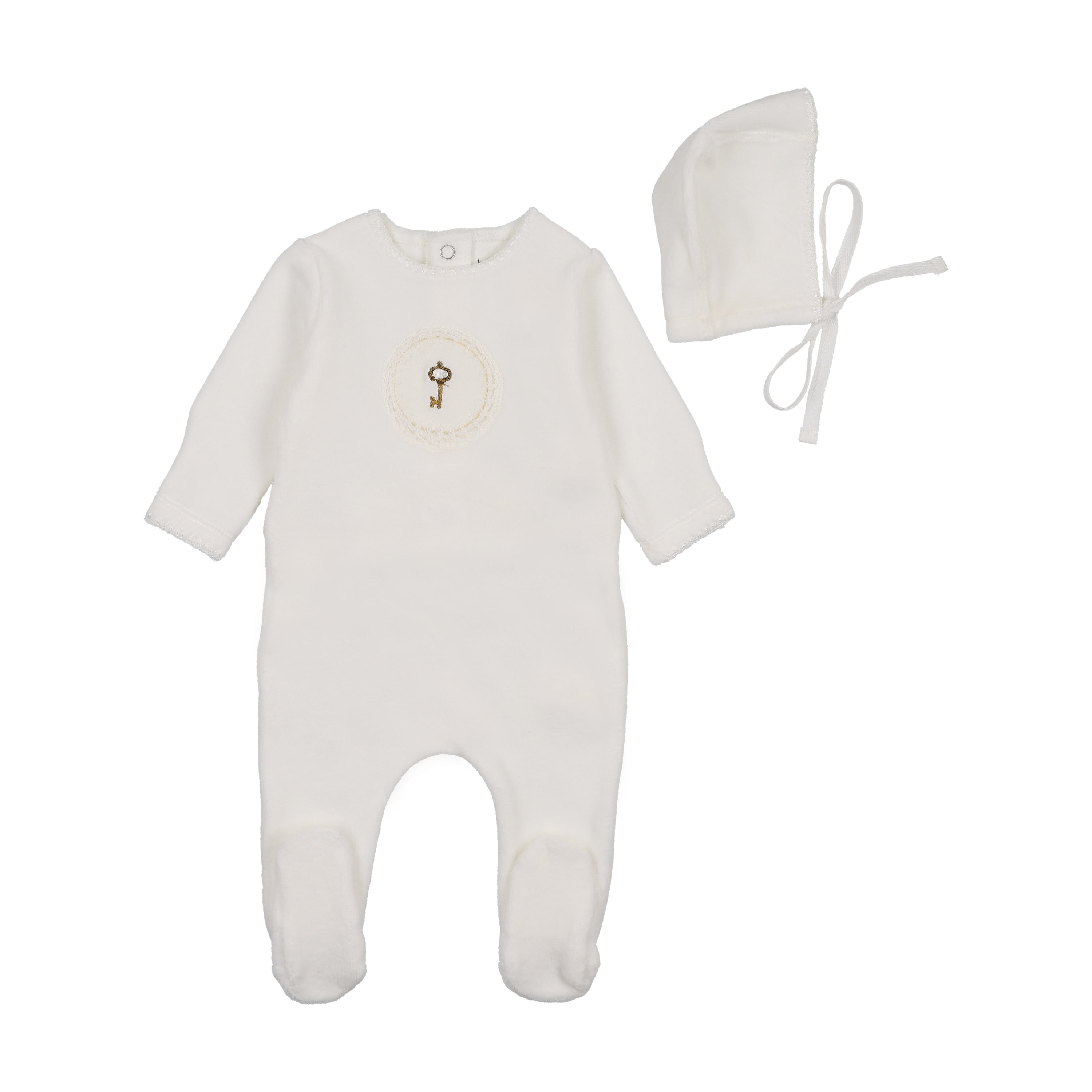 Crochet Velour Footie & Hat