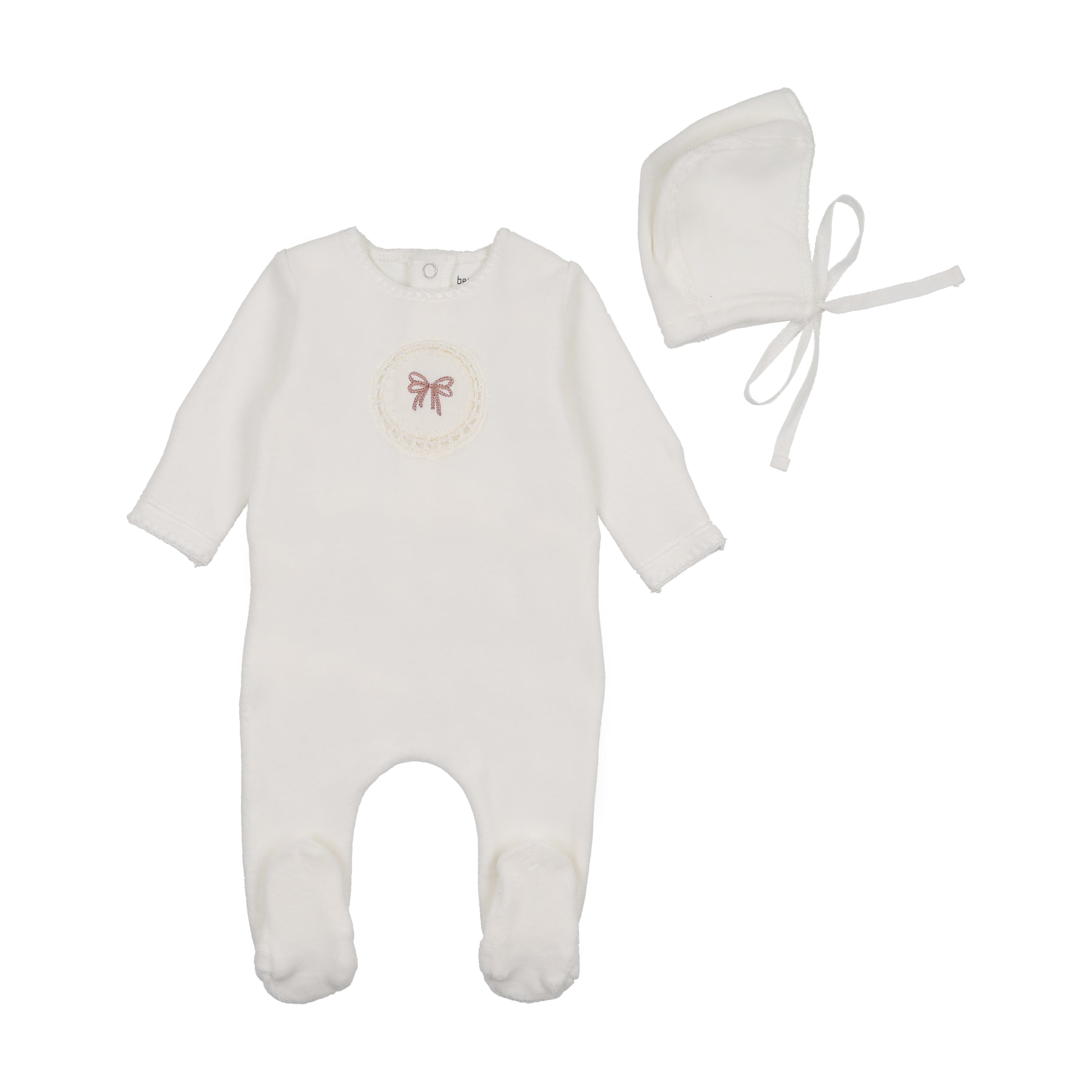 Crochet Velour Footie & Hat