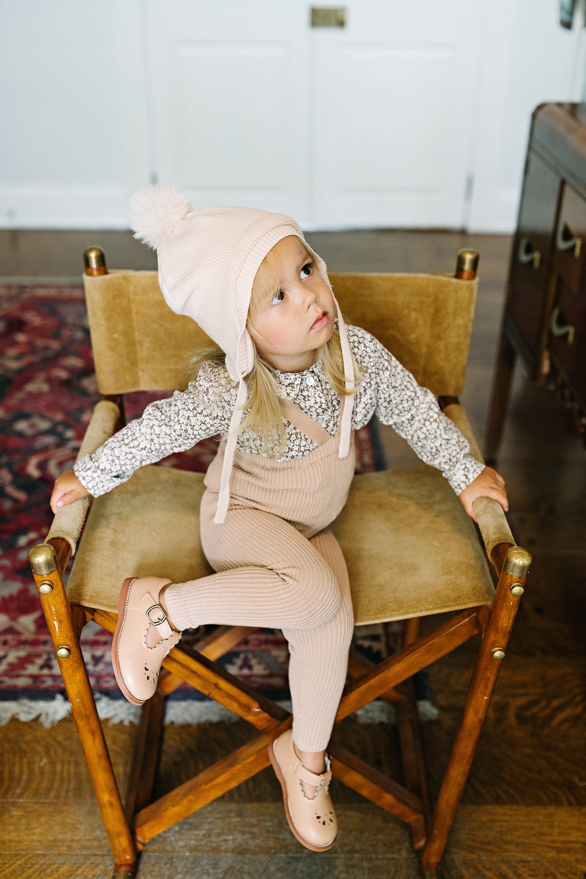 Daisy Floral Blouse With Knit Suspender Leggings