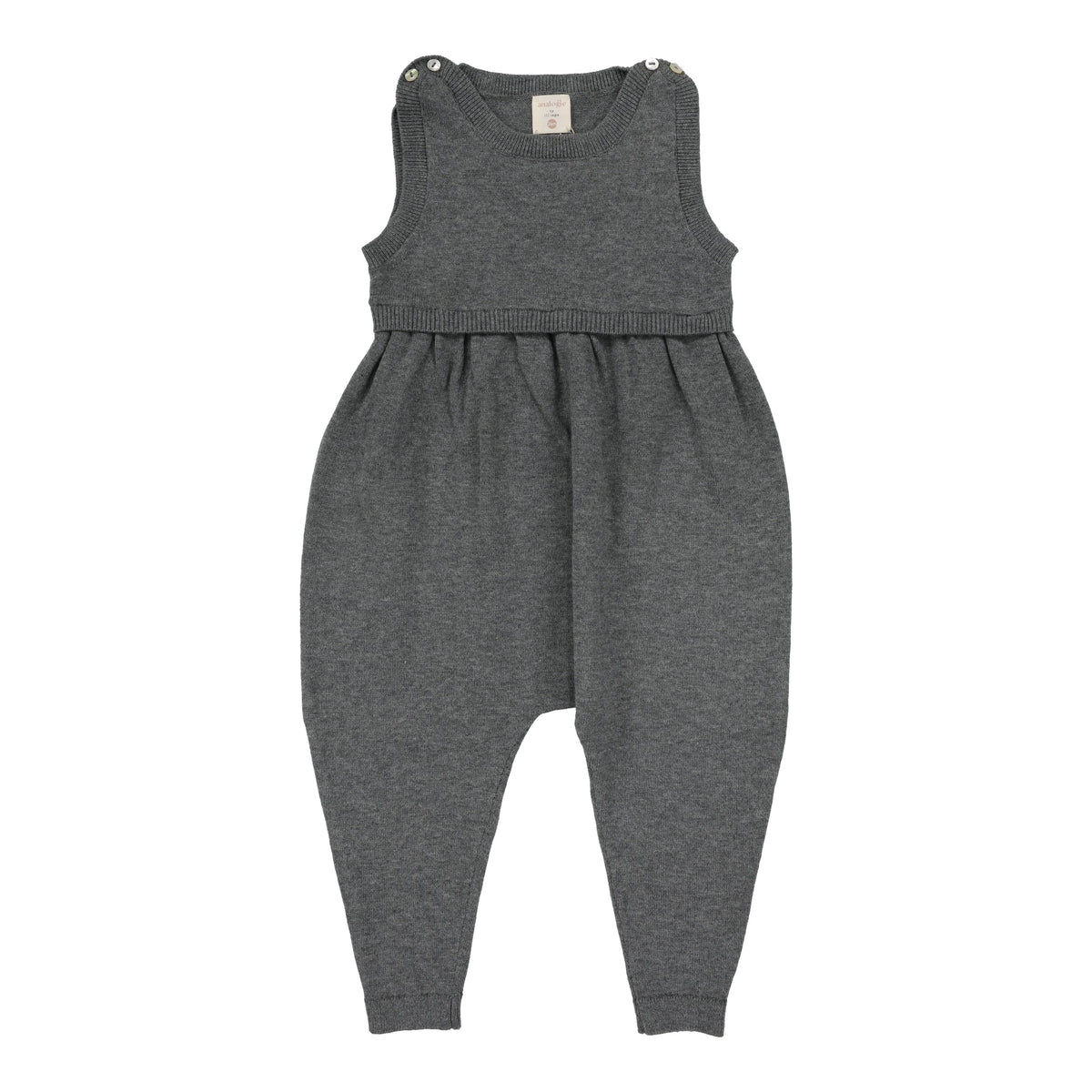 Grey Knit Overalls With Mockneck Shell